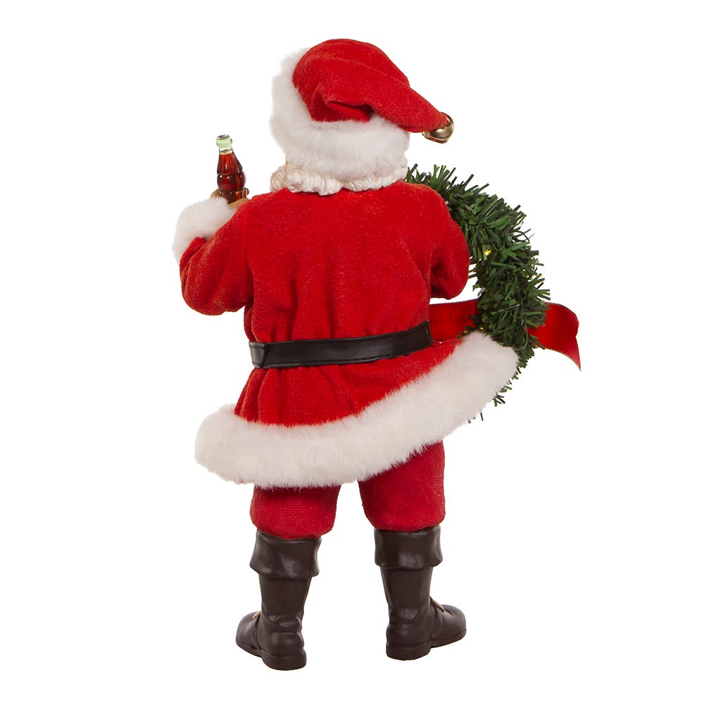 Kurt Adler 10.5-Inch Fabriché™ Coca-Cola® Battery Operated Santa With Lighted Wreath
